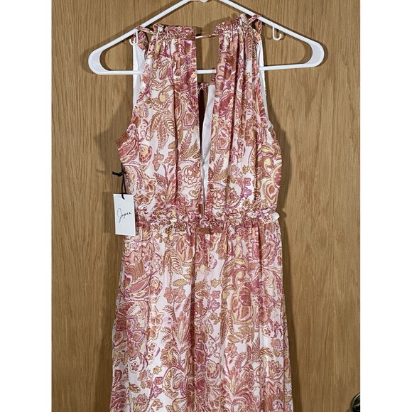 Japna Boho Maxi Dress Pink Bloom Halter Paisley Peasant CottageCore Sz XS NWT - Picture 2 of 5